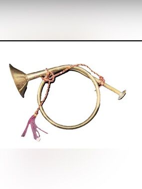 Vintage Miniature Brass Hunting Horn Bugle Decor